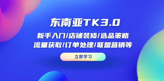 东南亚TK3.0：新手入门/店铺装修/选品策略/流量获取/订单处理/联盟营销等-快名资源网