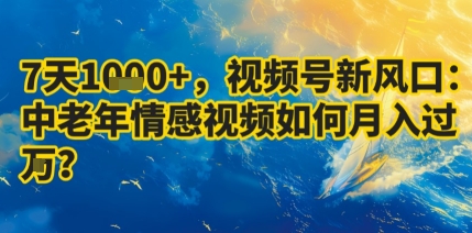 7天收益1k+，视频号新风口：中老年情感视频如何月入过W?-快名资源网