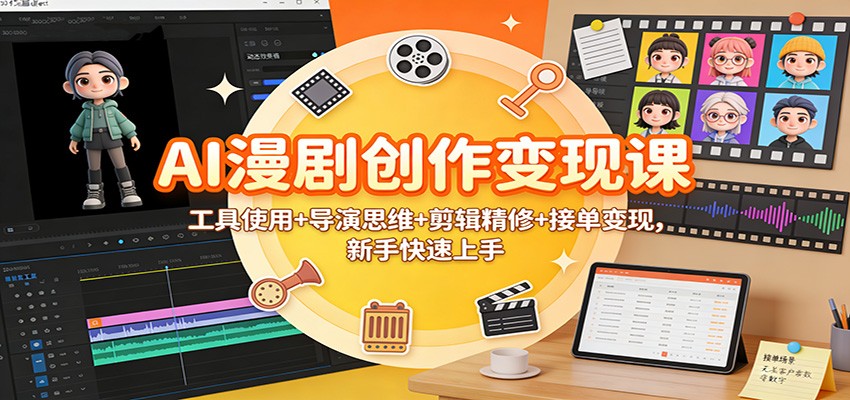 AI漫剧创作变现课：工具使用+导演思维+剪辑精修+接单变现，新手快速上手-快名资源网