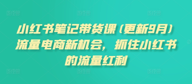 小红书笔记带货课(更新25年9月)流量电商新机会，抓住小红书的流量红利-青虫资源网
