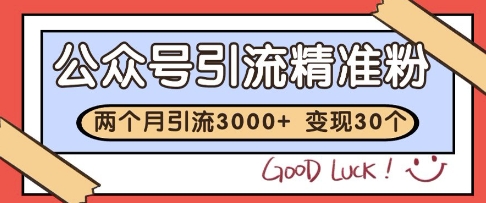 公众号精准粉引流玩法，2个月3000+精准粉，变现30个W【揭秘】-快名资源网