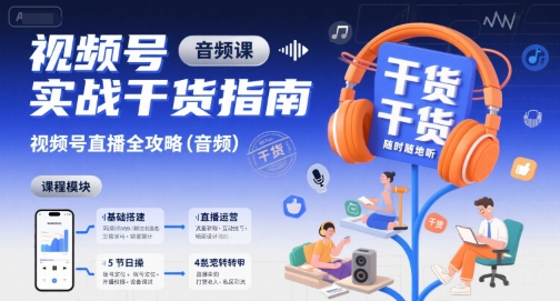 视频号实战干货指南，视频号直播全攻略(音频)-快名资源网