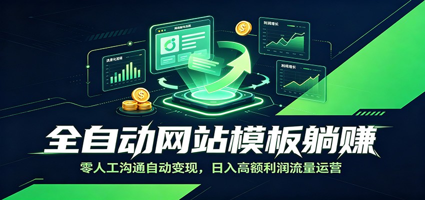 全自动网站模板躺赚：零人工沟通自动变现，日入高额利润流量运营-青虫资源网