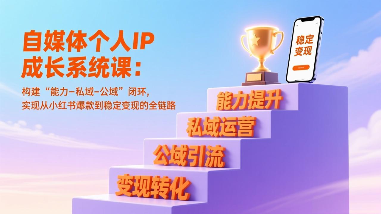 自媒体个人IP成长系统课：构建“能力-私域-公域”闭环，实现从小红书爆款到稳定变现的全链路-快名资源网