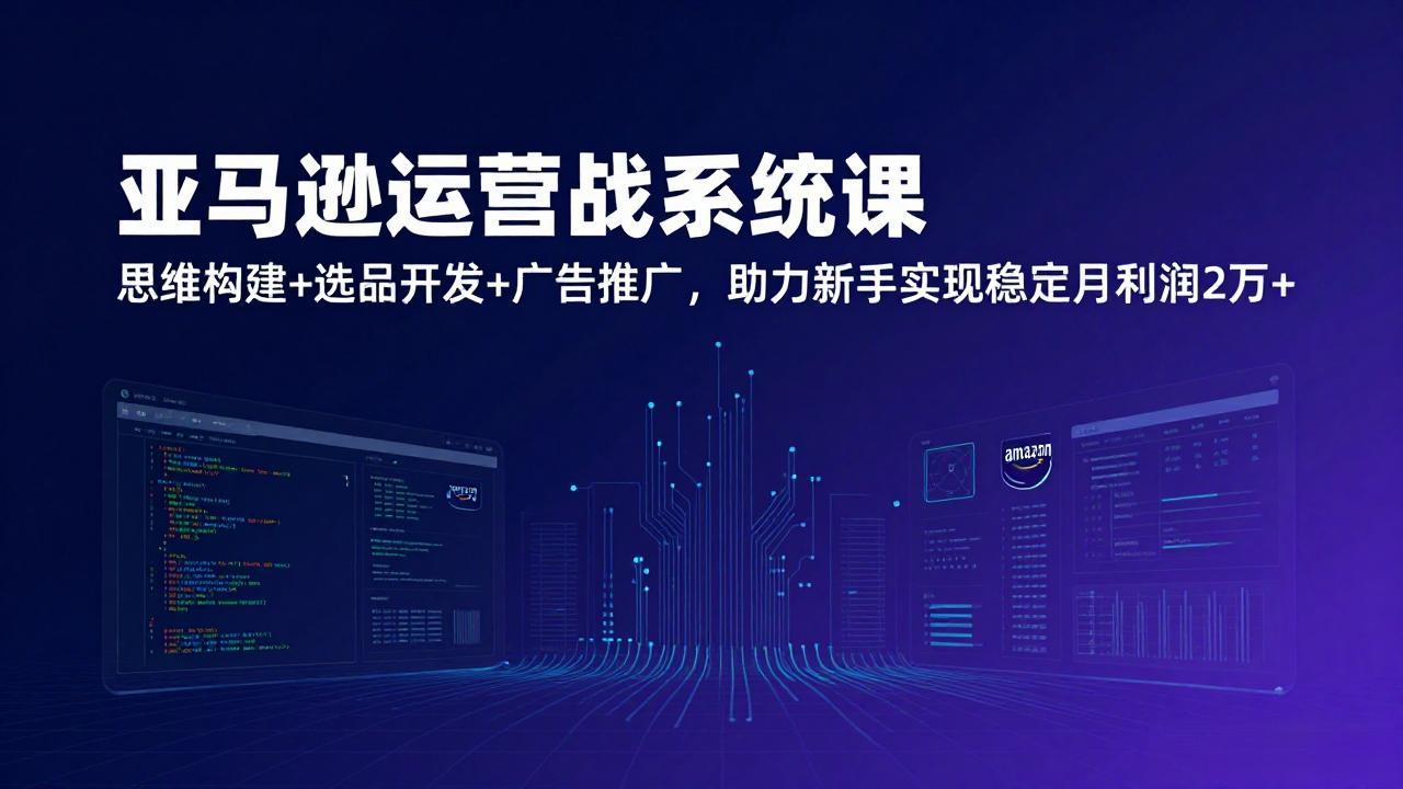 亚马逊运营实战系统课，思维构建+选品开发+广告推广，助力新手实现稳定月利润2万+(更新-快名资源网