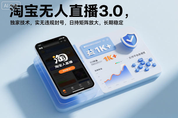 淘宝无人直播3.0，独家技术，实无违规封号，日收益1k+，支持矩阵放大，长期稳定【揭秘】-快名资源网