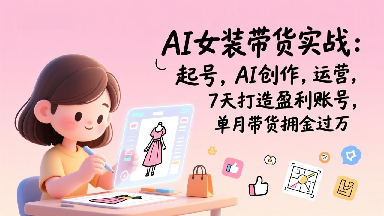 AI女装带货实战：起号，AI创作，运营，7天打造盈利账号，单月带货佣金过万-快名资源网