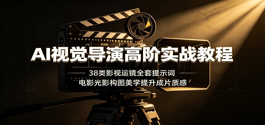 AI视觉导演高阶实战教程：38类影视运镜全套提示词，电影光影构图美学提升成片质感-青虫资源网