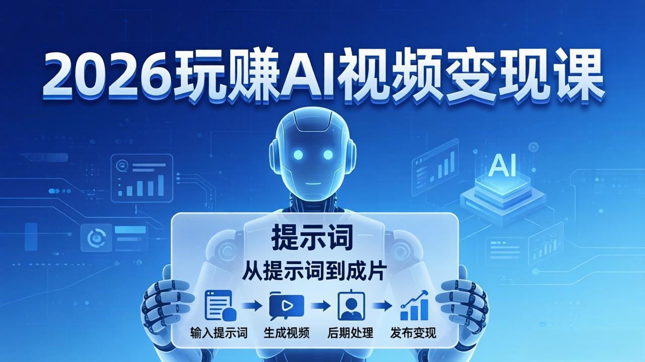2026玩赚AI视频变现课：掌握 AI 视频全流程技能，从提示词到成片高效产出-快名资源网