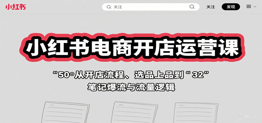 小红书电商开店运营课：从开店流程、选品上品到笔记爆流与流量逻辑-快名资源网