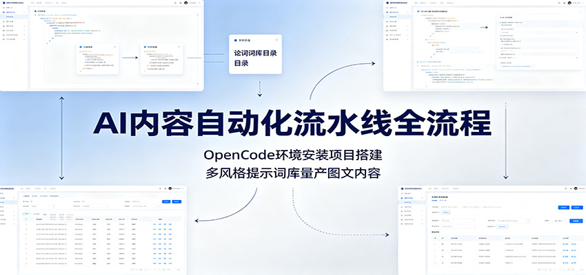 AI内容自动化流水线全流程：OpenCode环境安装项目搭建，多风格提示词库量产图文内容-青虫资源网