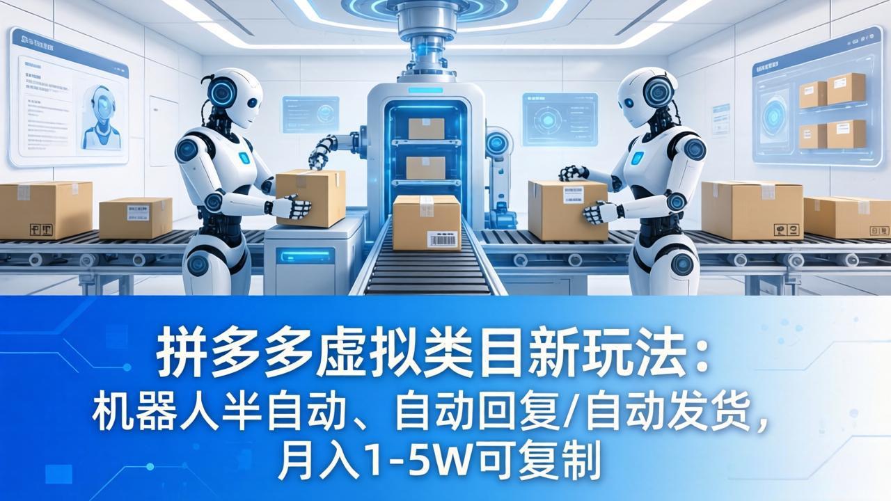 拼多多虚拟类目新玩法：机器人半自动、自动回复 /自动发货，月入 1-5W 可复制-快名资源网