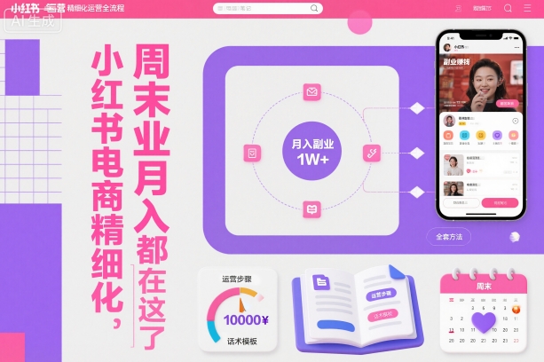 小红书电商精细化运营全流程，周末副业月入1W+，全套方法都在这了-快名资源网