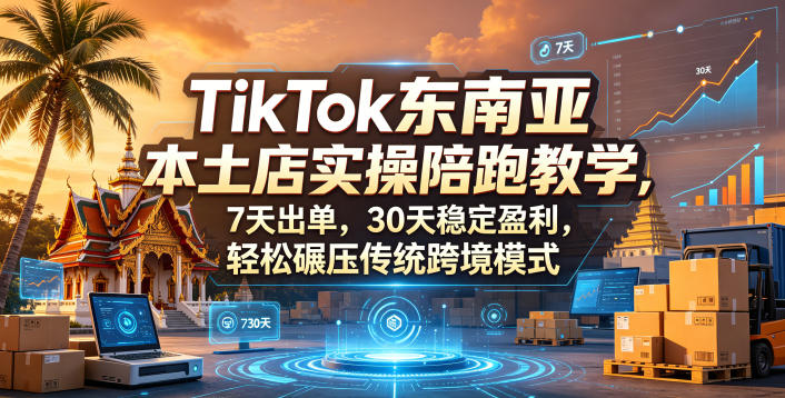 TikTok东南亚本土店实操陪跑教学，7天出单，30天稳定盈利，轻松碾压传统跨境模式-快名资源网