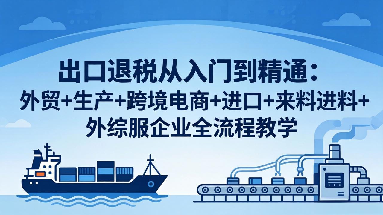 出口退税从入门到精通：外贸+生产+跨境电商+进口+来料进料+外综服企业全流程教学-快名资源网
