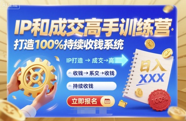 带你成为IP和成交高手的训练营，打造100%持续收钱系统-快名资源网