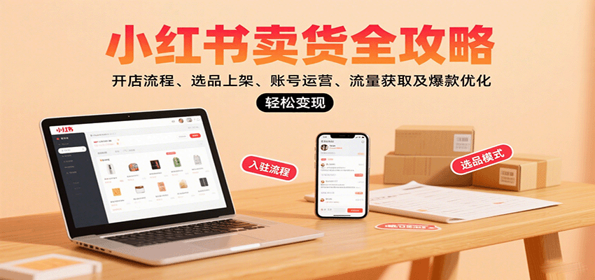 小红书卖货全攻略：开店流程、选品上架、账号运营、流量获取及爆款优化，轻松变现-快名资源网