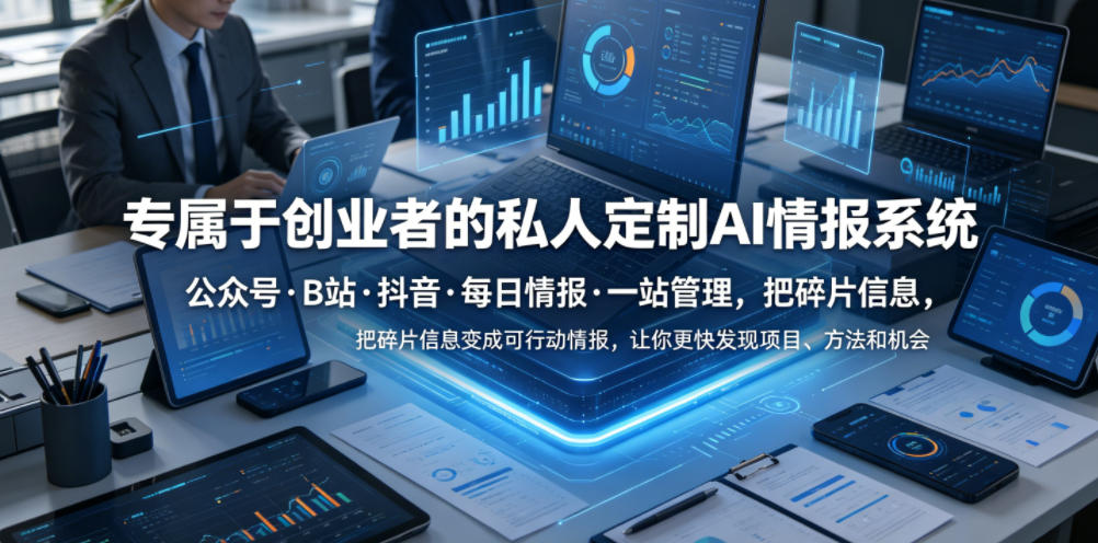 专属于创业者的私人定制AI情报系统，公众号·B站·抖音·每日情报·一站管理，把碎片信息变成可行动情报，让你更快发现项目、方法和机会-快名资源网