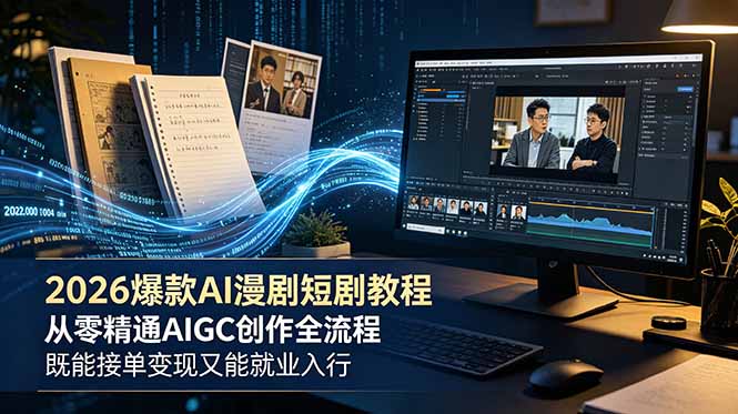 2026 爆款 AI 漫剧短剧教程 从零精通 AIGC 创作全流程 既能接单变现又能就业入行-快名资源网