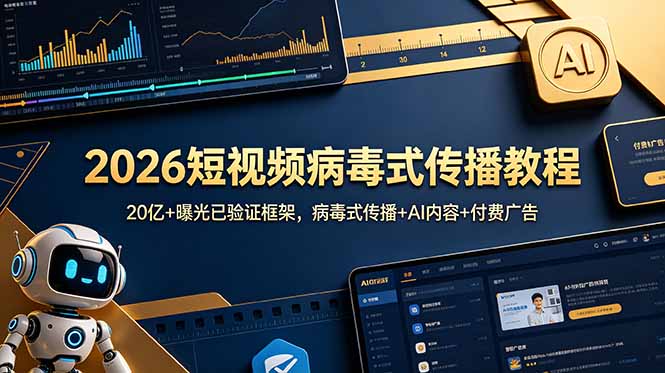 2026短视频病毒式传播教程：20亿+曝光已验证框架，病毒式传播+AI内容+付费广告-快名资源网