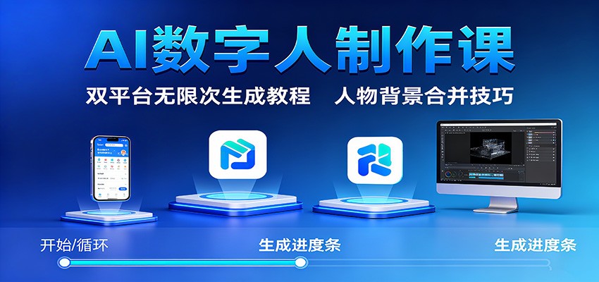AI数字人制作课：双平台无限次生成教程，人物背景合并技巧-快名资源网