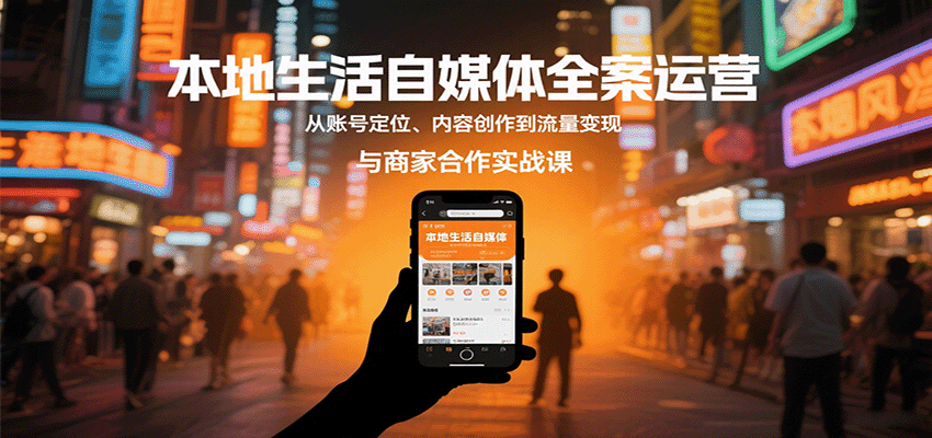 本地生活自媒体全案运营，从账号定位、内容创作到流量变现与商家合作实战课-快名资源网