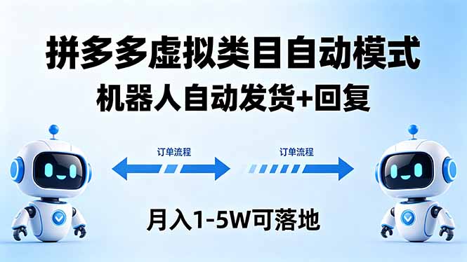 多多虚拟类目自动模式，机器人自动发货 + 回复，月入 1-5W 可落地-青虫资源网
