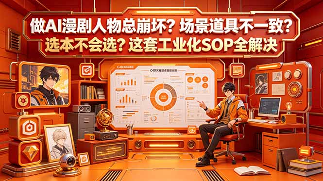 做AI漫剧人物总崩坏？场景道具不一致？选本不会选？这套工业化SOP全解决 (更新-快名资源网