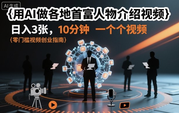 用AI做各地首富人物介绍视频，日入3张，10分钟一个视频-快名资源网