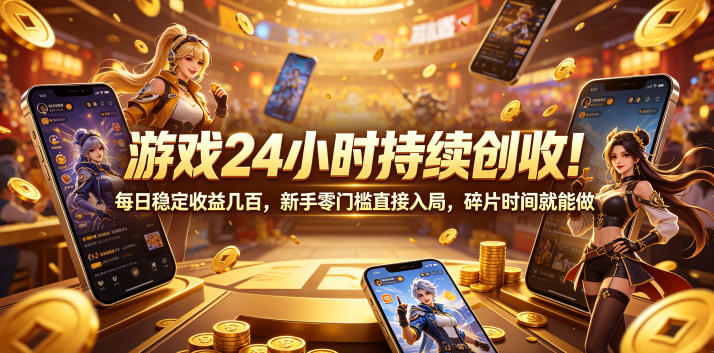 游戏24小时持续创收！每日稳定收益几百，新手零门槛直接入局，碎片时间就能做【揭秘】-快名资源网