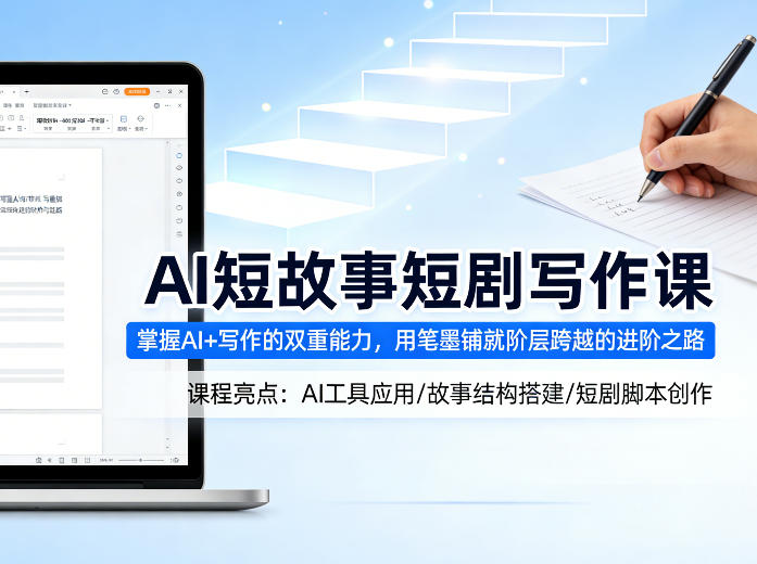 AI短故事短剧写作课，掌握AI+写作的双重能力，用笔墨铺就阶层跨越的进阶之路-快名资源网