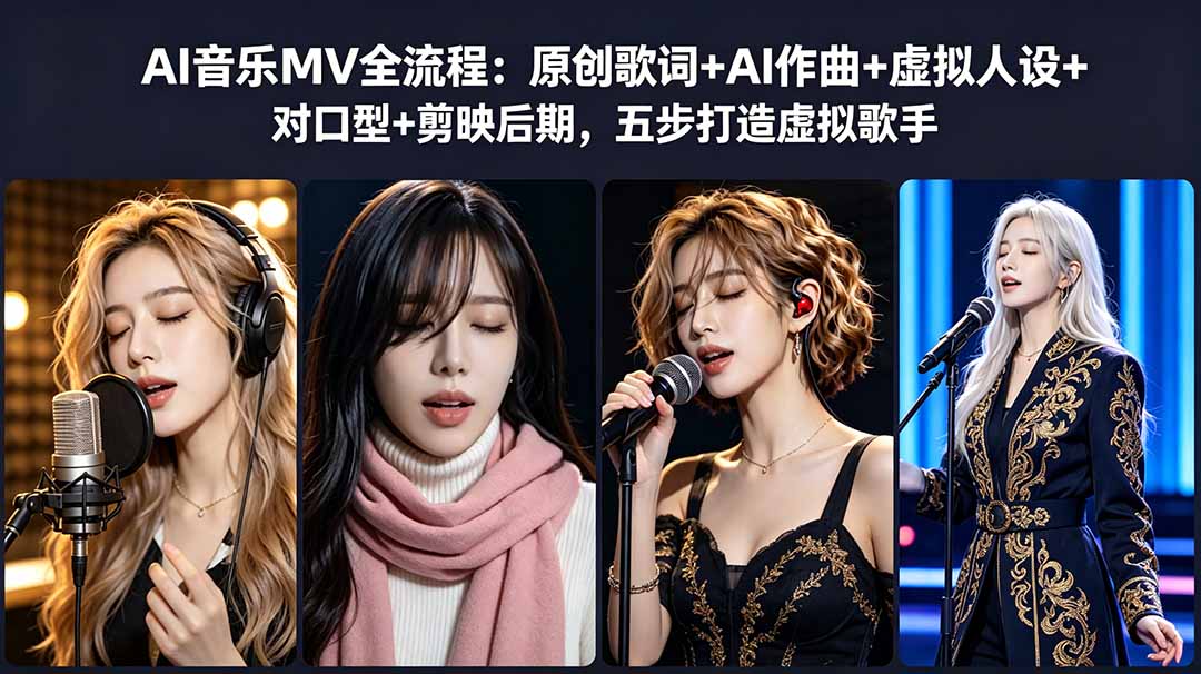 AI音乐MV全流程：原创歌词+AI作曲+虚拟人设+对口型+剪映后期，五步打造虚拟歌手-青虫资源网