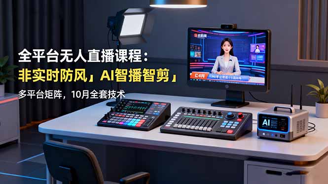 全平台无人直播课程：非实时防风＋AI智播智剪＋多平台矩阵，10月全套技术-快名资源网