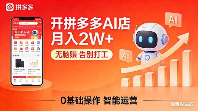 开一家拼多多AI店，月入2W+，无脑赚，告别打工，附SOP手册-快名资源网