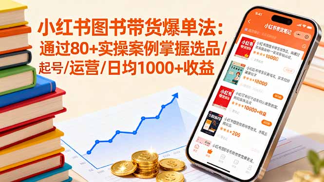 小红书图书带货爆单法：通过80+实操案例掌握选品/起号/运营/日均1000+收益-快名资源网