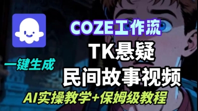 Coze扣子工作流一键生成TK悬疑民间故事视频，AI实操教学+保姆级教程-快名资源网