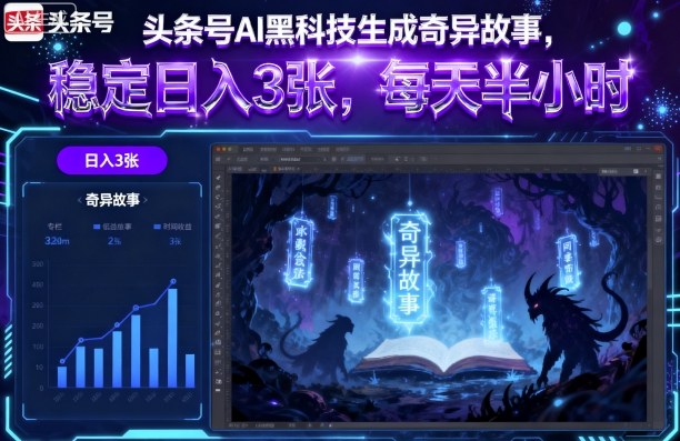头条号AI黑科技生成奇异故事，稳定日入3张，每天半小时-快名资源网