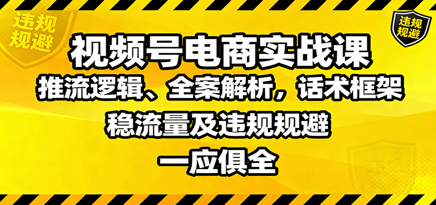 视频号电商实战课：推流逻辑、全案解析，话术框架，稳流量及违规规避等-快名资源网