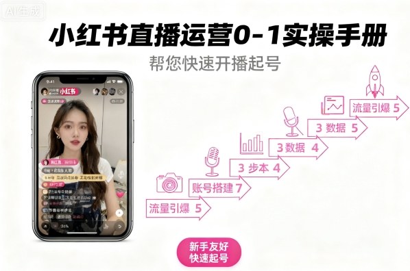 小红书直播运营0-1实操手册，帮您快速开播起号-快名资源网