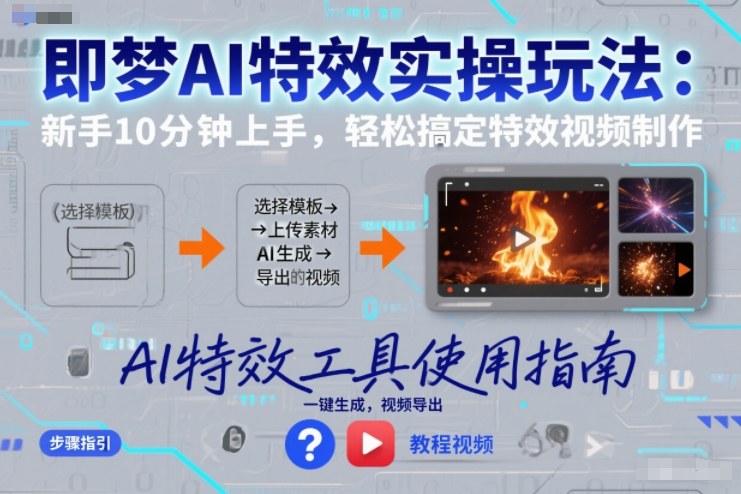 即梦AI特效实操玩法：新手10分钟上手，轻松搞定特效视频制作-快名资源网