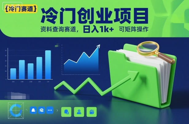 冷门创业项目，资料查询赛道，日入1k+，可矩阵操作-快名资源网