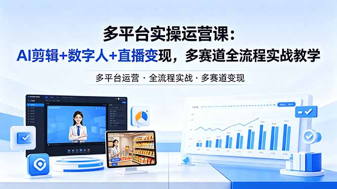 某团队多平台实操运营课-更新26年4月20：AI剪辑+数字人+直播变现，多赛道全流程实战教学-快名资源网