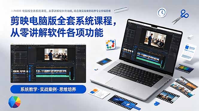 剪映电脑版全套系统课程，从零讲解软件各项功能，结合海量实战案例培养专业剪辑思维-快名资源网