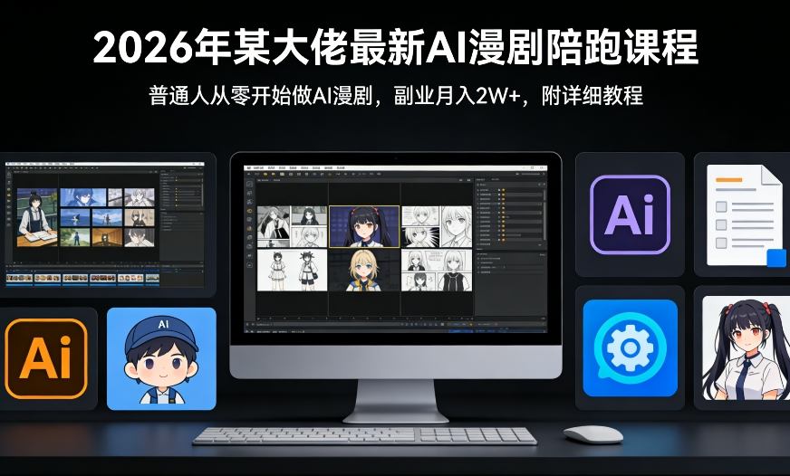 26年某大佬最新Ai漫剧陪跑课程，普通人从零开始做AI漫剧，副业月入2W+-快名资源网