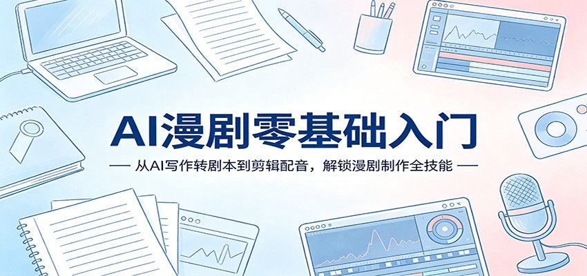 AI漫剧零基础入门：从AI写作转剧本到剪辑配音，解锁漫剧制作全技能-快名资源网