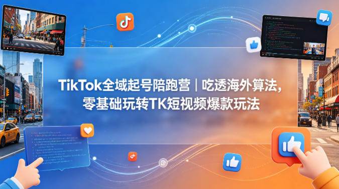TikTok全域起号陪跑营｜吃透海外算法，零基础玩转TK短视频爆款玩法-快名资源网