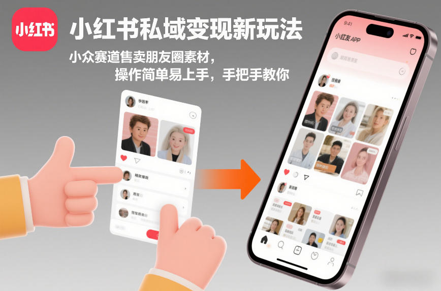 小红书私域变现新玩法，小众赛道售卖朋友圈素材，操作简单易上手，手把手教你-快名资源网