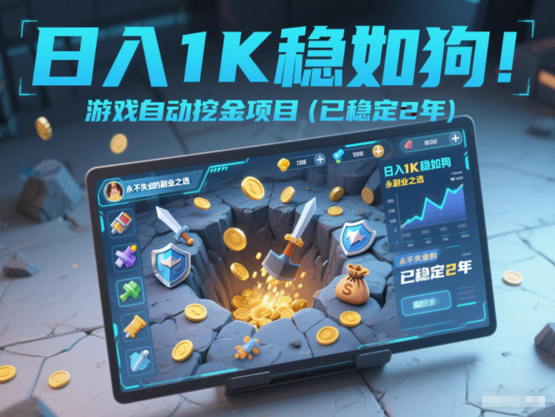日入1K稳如狗！游戏自动挖金项目(已稳定2年)，永不失业的副业之选【揭秘】-快名资源网