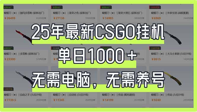 25年最新CSGO挂机系统，单日1000+，无需电脑，无需养号，0基础可上手-快名资源网