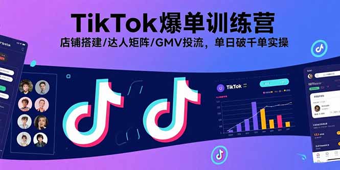 TikTok爆单训练营，店铺搭建/达人矩阵/GMV投流，单日破千单实操-快名资源网